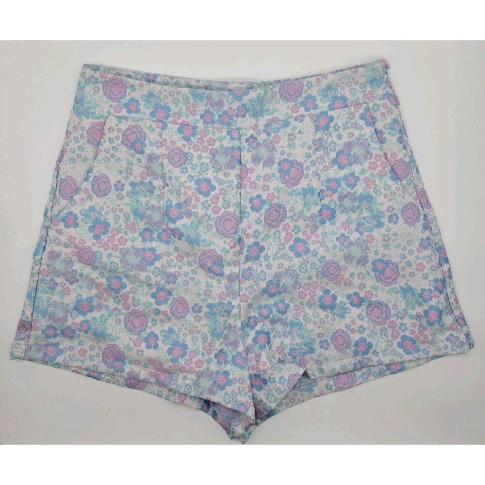 TCEC Women's Shorts Size Small Pink Blue Floral Lined Short Shorts